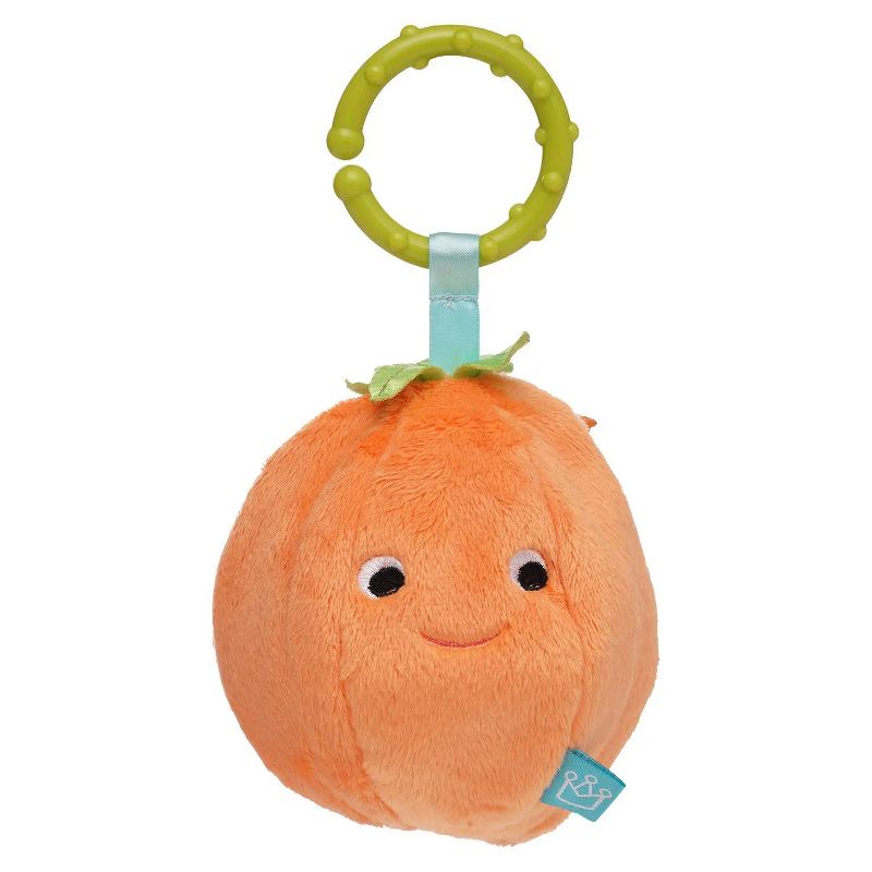 Manhattan Toy Mini-Apple Farm Orange Baby Travel Toy with Rattle, Squeaker, Crinkle Fabric & Teether Clip-on Attachment, 2 of 13