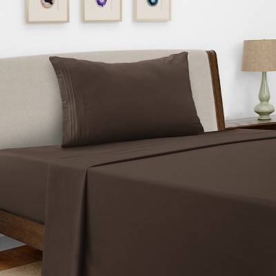 Solid 4 Piece Sheet Set Easy Care Ultra Soft Brushed Microfiber Bedding Deep Pocket Bed Sheets with Pillowcases  - Lux Decor Collection