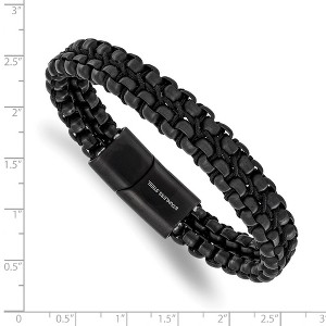 Chisel Stainless Steel Polished and Brushed Black IP-plated Chain and Cord 8.5" Bracelet - 1 of 4