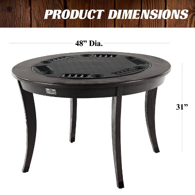 48-Inch Onyx Round Wood and Felt Poker Table