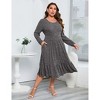 BLUEMING Womens Plus Size Ribbed Knit Sweater Dress Long Sleeve Square Neck Flowy Comfy Casual Dress - 3 of 4