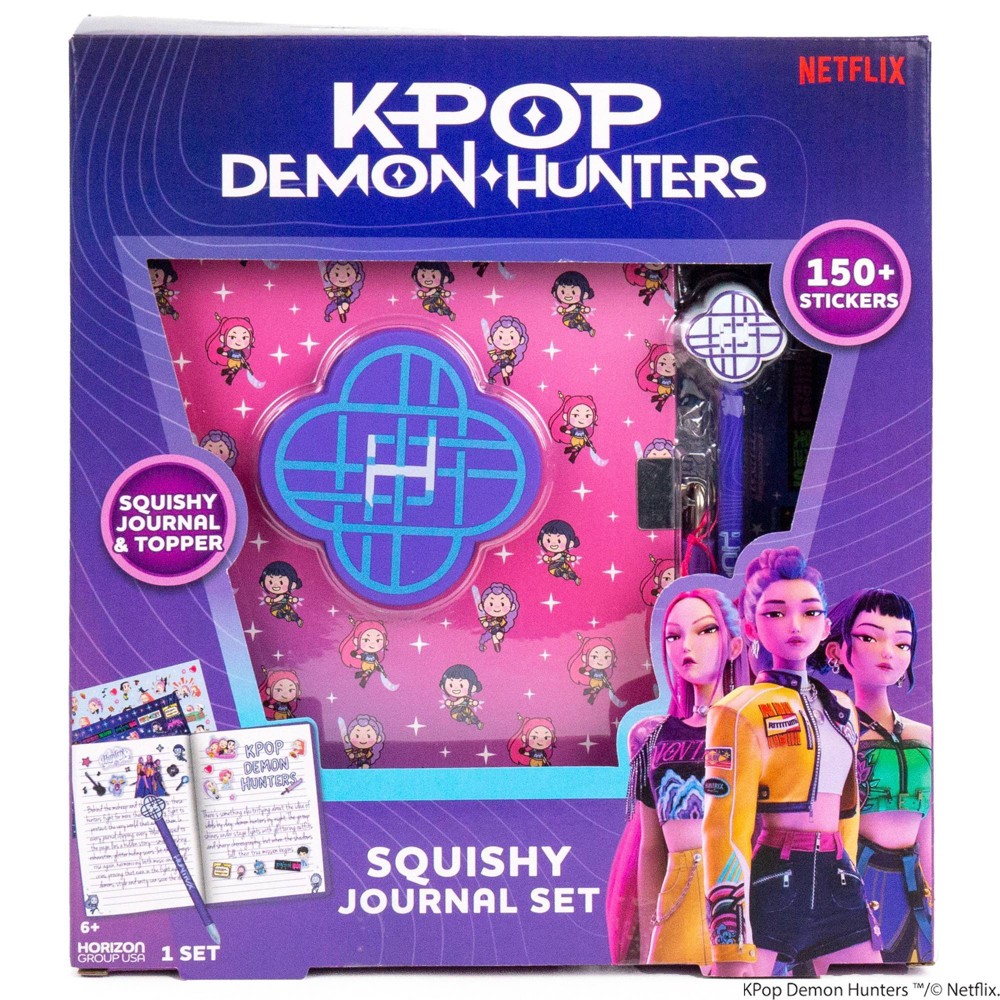 KPop Demon Hunters Squishy Journal with Topper Pen Set