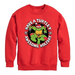Boys' - Teenage Mutant Ninja Turtles - Have A Turtley Awesome Holiday Graphic Long Sleeve Fleece Sweatshirt - 1 of 4