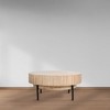 Royal Hampton, Modern Handcrafted Round Coffee Table Oak White Wood Top with Grooved Edges Black Iron Legs, 36 Inch - 3 of 4