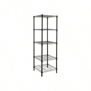5 Shelves Adjustable Steel Wire Shelving Rack in Small Space or Room Corner Metal Heavy Duty Storage Shelf Black Thicken Tube - 1 of 4