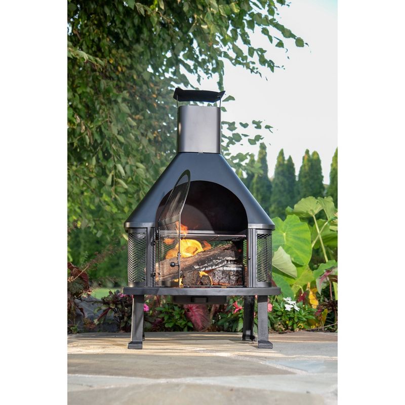 Endless Summer Wood Burning Outdoor Fire Pit with Chimney Black, 3 of 6