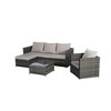 4-Pieces Outdoor Patio L-Shaped Sectional Sofa Set with Single Sofa & Glass Coffee Table - 4 of 4