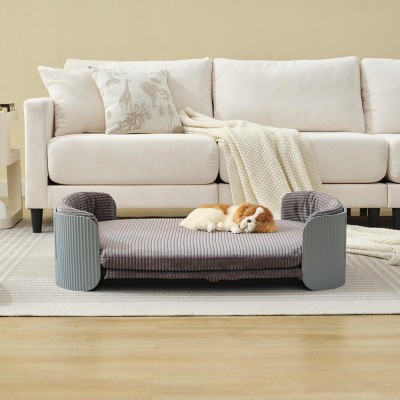 LAOTIES 33'' Scandinavian Cat Bed,Pet Sofa For Indoor Cats With Washable Removable Mattress