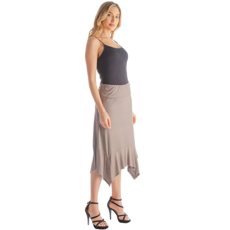24seven Comfort Apparel Solid Color Knee Length Elastic Waist Handkerchief Skirt, 2 of 6