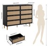 Rattan 8 Drawer Dressers for Bedroom, Tall Dresser with Deep Drawers, for Closet with Wide Top, Long Wooden Dresser for Living Room, Hallway - 3 of 4