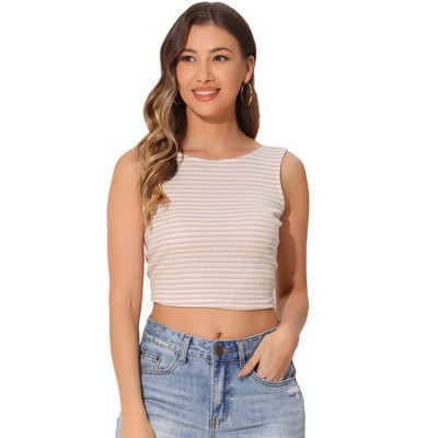 INSPIRE CHIC Women's Round Neck Sleeveless Tie Back Tank Top