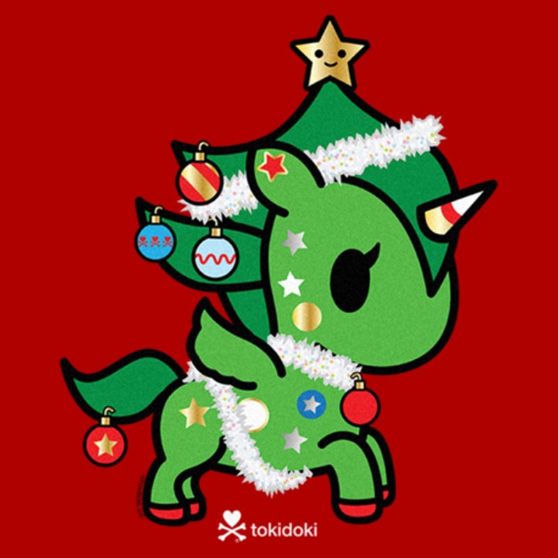 Juniors Womens Tokidoki Christmas Evergreen T-Shirt, 2 of 5
