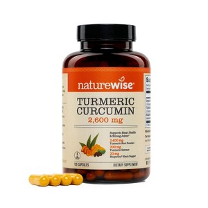 NatureWise Turmeric Curcumin + Black Pepper 2600mg - Ultra Absorption Turmeric Curcumin Supplement - Naturally-Sourced, Vegan, Non-GMO - 1 of 4
