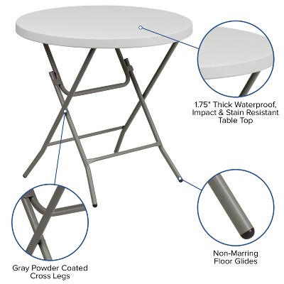 Luna Compact 31.5" White & Gray Round Folding Event Table