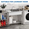 Commercial Stainless Steel Utility Sink, Freestanding Kitchen Sink with Left Countertop, Faucet, Adjustable Feet, for Restaurant, Garage, Outdoor - 3 of 4