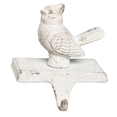 Transpac Metal 5.71 in. White Christmas Winter Bird Stocking Holder
