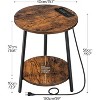 MaseiKar Round End Table with Charging Station, 2-Tier Small Circle Side Table, Round Accent Table for Living Room, Bedroom, Rustic Brown - 3 of 4