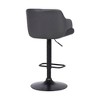 FurniFact,Adjustable Swivel Bar Stool with Black Finish and Grey Faux Leather Seat - 3 of 4