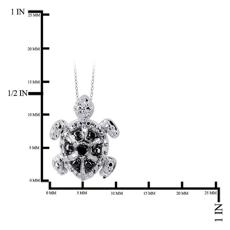 120 CT. T.W. Round-Cut Black and White Diamond Prong Set Turtle Pendant- White (18"), 2 of 3