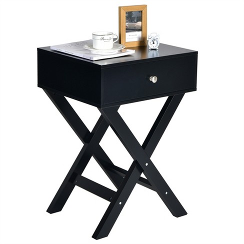 Costway Nightstand With Drawer X Shaped Structure Accent Sofa Side End ...