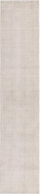 Gray Wool Hand-Knotted Runner Rug