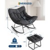 Outdoor Papasan Rocking Chair with Footrest, Oversized Lounge Chair with Ottoman and Sturdy Metal Frame, Patio Rattan Egg Rocker for Balcony - 3 of 4