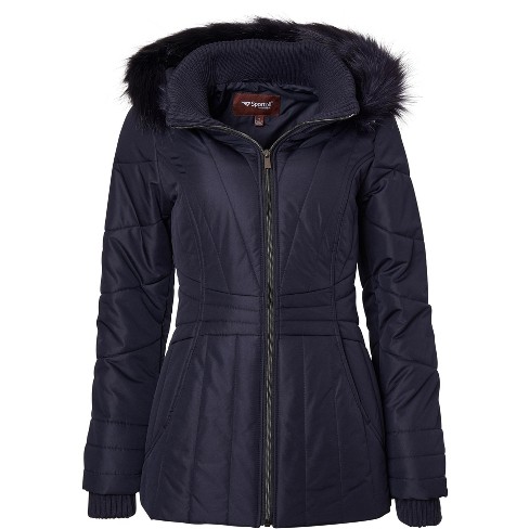 Jackets and Outerwear  Faux Fur Trim Down Alternative Puffer