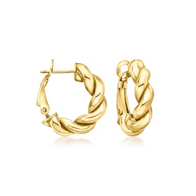 Ross-Simons Italian 18kt Gold Over Sterling Twisted Huggie Hoop Earrings