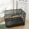 Gulches 48" Heavy Duty Dog Crate Metal Cage Kennel with Lockable Wheels, Double Door and Removable Tray, Gray - 2 of 4
