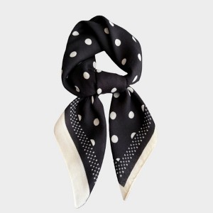 Anna-Kaci Women's Polka Dot Satin Square Scarf with Contrasting Border Trim 27x27in - 1 of 4