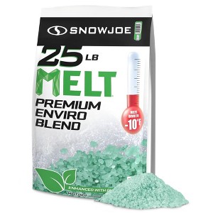 Snow Joe Premium Enviro Blend Snow & Ice Melt, Green-Coated Deicer Crystals, 25 lb - Safer Melter for Vegetation, Concrete & Metals w/ Anti-Corrosion - 1 of 4