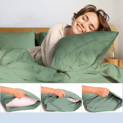 LuxClub Moss Green King Size Microfiber Pillowcase Set