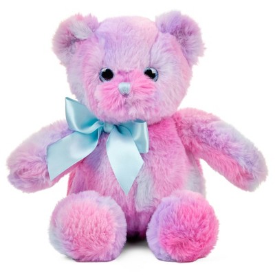 Bearington Rainbow Teddy Bear: Lil Gem Bear, Handsewn 12" Plush Animal in Rainbow Pink, Blue and Purple