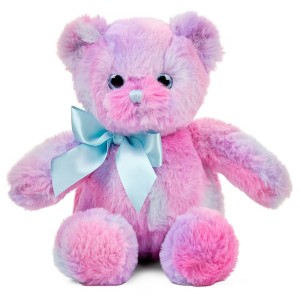 Bearington Rainbow Teddy Bear: Lil Gem Bear, Handsewn 12" Plush Animal in Rainbow Pink, Blue and Purple - 1 of 4