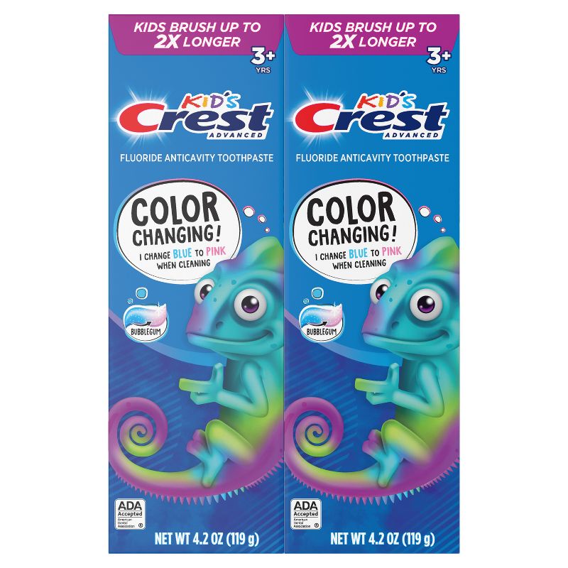 Crest Advanced Kids&#39; Fluoride Toothpaste Bubblegum Flavor - 4.2oz/2pk, 4 of 16