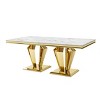 Marble Rectangular Dining Table with Gold Stainless Steel Base 70 Inch Dining Table Set for 6 for Dining Room,Living Room-The Pop Home - 2 of 4