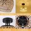 Semi Flush Mount Ceiling Light,Rattan Shade Pendant Light,3-Lights Boho Chandelier,Ceiling Light Fixture-The Pop Home - 4 of 4