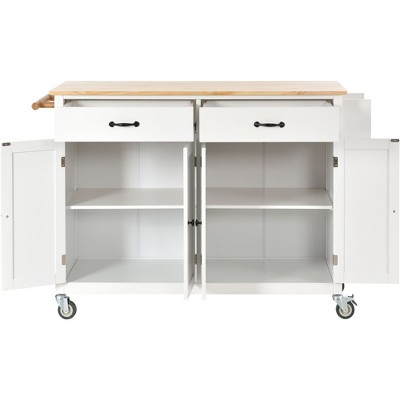 NicBex 54.33Inch Rolling Kitchen Island with 4 Door Cabinet,2Drawers,Spice Rack and Towel Rack
