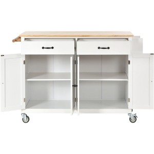 NicBex 54.33Inch Rolling Kitchen Island with 4 Door Cabinet,2Drawers,Spice Rack and Towel Rack - 1 of 4
