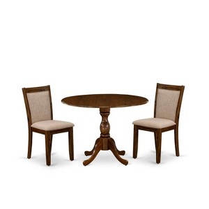 3-Piece Antique Walnut Solid Wood Top - Upholstered Dining Room Set  - Seats-4 - 1 of 4