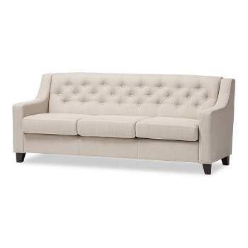 Arcadia Modern and Contemporary Fabric Upholstered Button Tufted Living Room 3 Seater Sofa - Baxton Studio