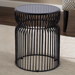 21" Metal Frame Modern End Table with Tinted Tempered Glass Top for Living Room - 1 of 4