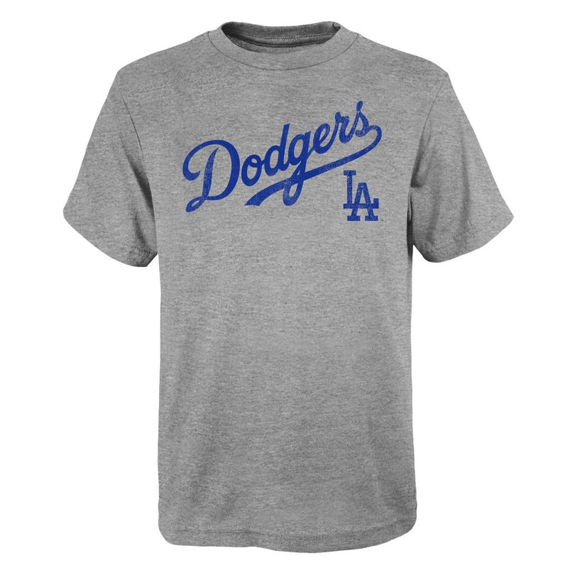 MLB Los Angeles Dodgers Boys&#39; Gray T-Shirt, 1 of 2