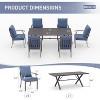 ALAULM Patio Dining Set Outdoor Furniture, Metal Furniture Set Fixed Chairs and Large Table with Umbrella Cutout,for Garden,Porch, Deck, Backyard - 2 of 4