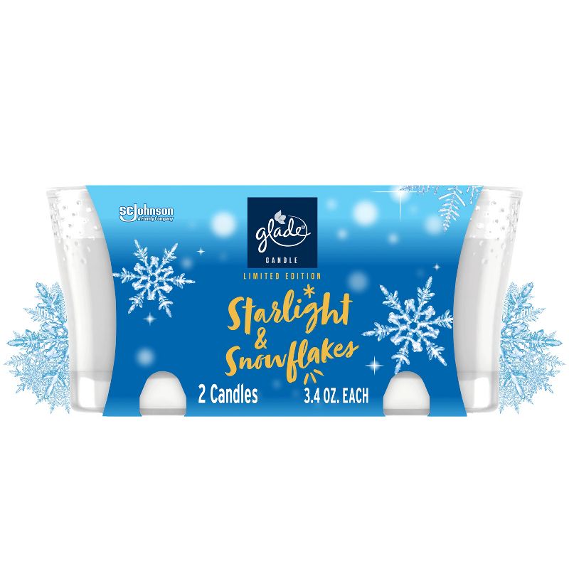 Glade Flame Candles - Starlight &#38; Snowflakes - 3.4oz/2pk, 1 of 17