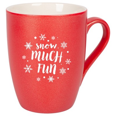 Elanze Designs Snow Much Fun Crimson Red 10 ounce New Bone China Coffee Cup Mug