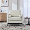 Lyngins Textured Boucle Accent Chair, Modern Farmhouse Square Armchair with Natural Wood Legs, Single Sofa Chair with 2 Pillows for Living Room - 4 of 4