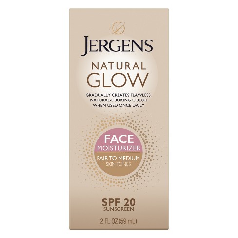 Jergens Natural Glow Face Moisturizer Fair To Medium Tone, Self Tanner, Daily Face Sunscreen - SPF 20 - 2 fl oz - image 1 of 4