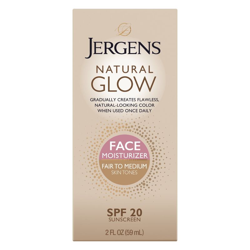 Jergens Natural Glow Face Moisturizer Fair To Medium Tone, Self Tanner, Daily Face Sunscreen - SPF 20 - 2 fl oz, 1 of 13