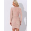 Allegra K Women's Glitter Long Sleeve Ruched Cowl Neck Bodycon Dress - 3 of 4